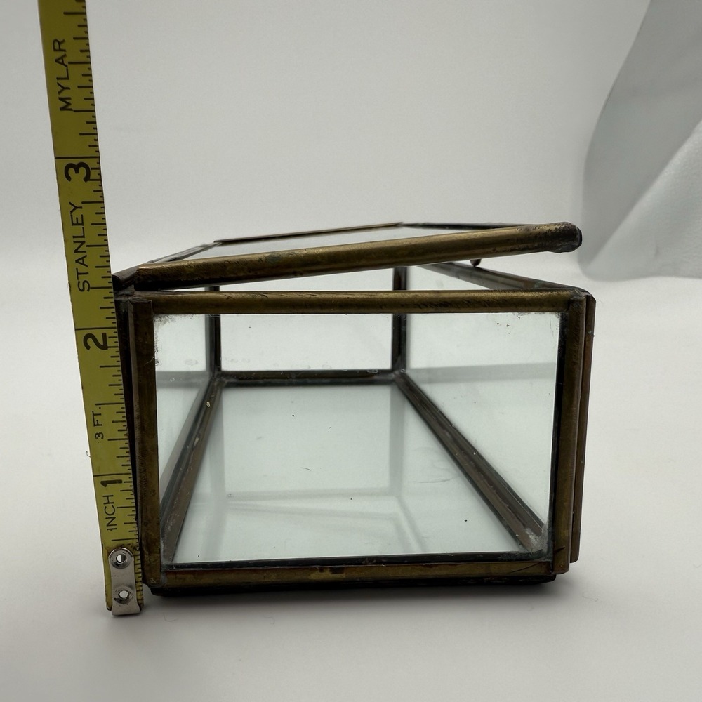Rectangular Clear Glass Box Aged Brass Display Trinkets Jewellery Storage Box - Picture 15 of 15